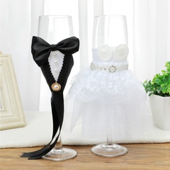 Nouvelles décorations de mariage créatives verre à vin ensemble verre gobelet couteau pelle ensemble boîte