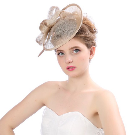 Fashion bridal headwear retro linen bridal mesh hat's discount tags