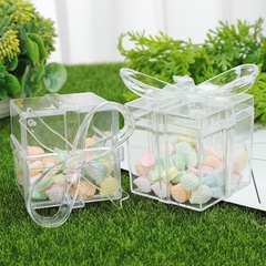 Cross-border food grade plastic transparent bow square candy gift box wedding candy box wedding companion gift box packaging box