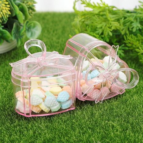 Cross-border food grade plastic creative heart-shaped transparent candy box wedding candy gift box wedding companion gift box packaging box direct supply's discount tags