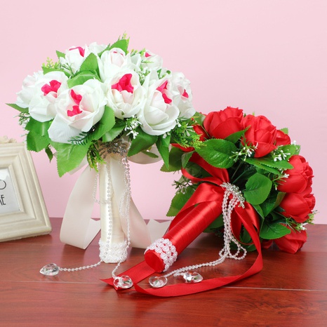 fashion simple bridal wedding simulation rose bouquet's discount tags