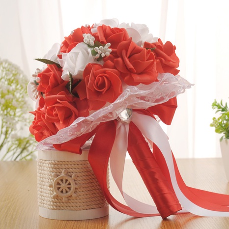 mariées simples de mode tenant des bouquets de simulation de mousse rose's discount tags