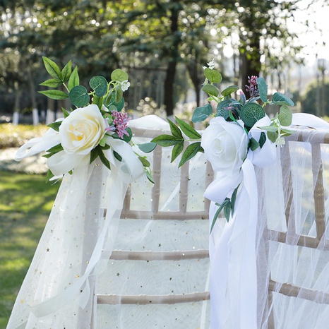 arrangement de mariage chaise dos fleur décoration bouquet accessoires de photographie de mariage's discount tags