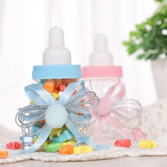 Creative baby full moon gift candy box European-style milk bottle shape transparent pet plastic round cute candy box