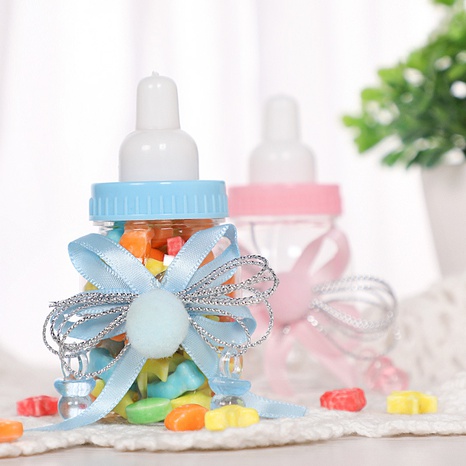 Kreative Baby-Vollmond-Geschenk-Pralinenschachtel im europäischen Stil Milchflaschenform transparente runde süße Pralinenschachtel aus Kunststoff's discount tags