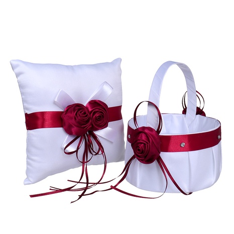 Western-style wedding white hand-held flower girl flower basket wedding supplies set's discount tags