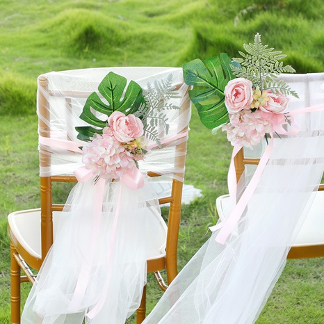 Suministros de boda de estilo occidental silla de simulación flor trasera accesorios de diseño al aire libre's discount tags