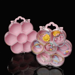 Simple avec couvercle maison boîte à bijoux en plastique transparent anti-poussière multi-grille boîte à bijoux fille coeur boucles d'oreilles collier boîte de rangement