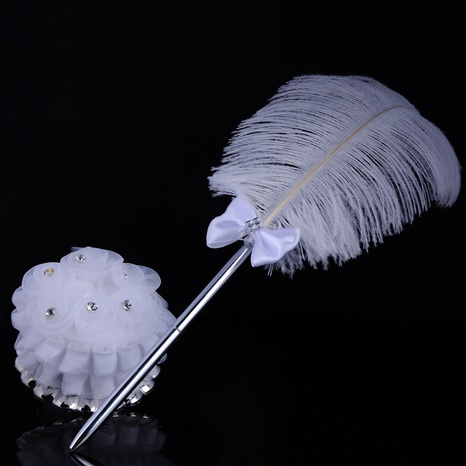 Western-style wedding ostrich feather signature pen plus base quill pen's discount tags