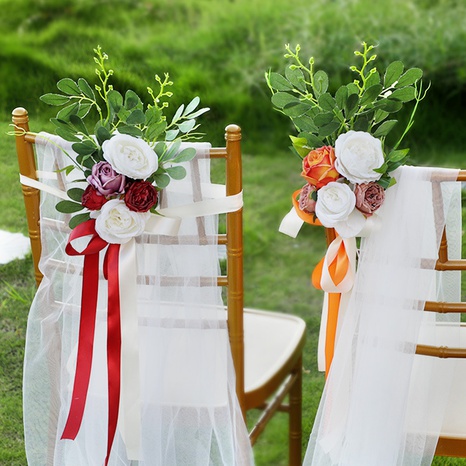 Cubierta de la silla de moda decoración simulación flor hotel boda decoración flor's discount tags