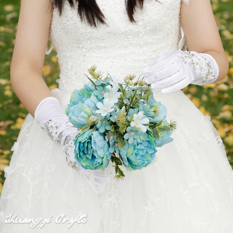 novia de moda con ramo de flores de simulación de boda dama de honor con flor's discount tags