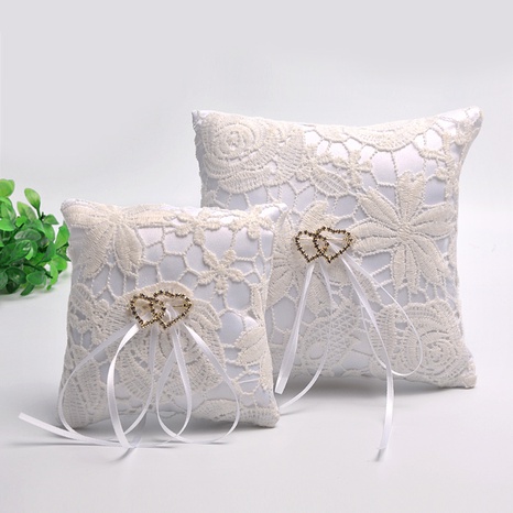 10-15cm double heart ring pillow hollow flowers bride double core ring wholesale's discount tags