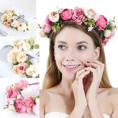 nouvelle simulation de couronne de mariée coiffe de fleur de rose accessoires de cheveux faits à la main