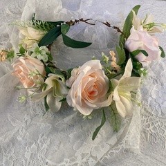 fashion simulation rose lily bride seaside holiday garland hair band headwear
