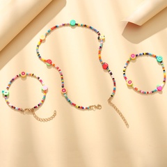 Fashion Fruit Necklace Bohemian Colorful Beaded Bracelet Anklet Three-piece Set