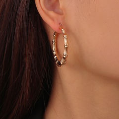Fashion bamboo metal circle geometric gold-plated earrings wholesale