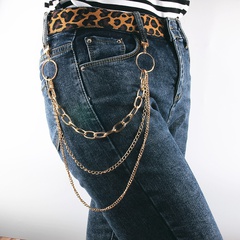 chaîne de pantalons à chaîne épaisse à trois couches hip-hop chaîne de taille en aluminium multicouche rétro
