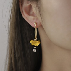 new rhinestone geometric cute yellow flower alloy earrings