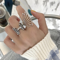 New old vintage ring butterfly female index finger ring retro geometric Thai silver opening foreign trade supply jewelry