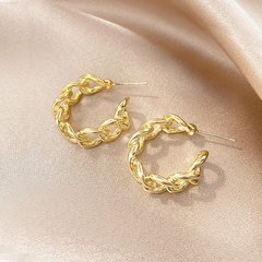 new retro alloy hollow chain twisted hoop earrings