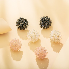 fashion geometric crystal flower beaded transparent resin earrings