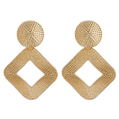 exaggerated simple geometric square embossed alloy earrings