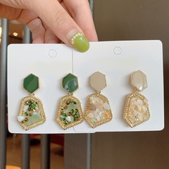 Fashion Natural Stone Palace Retro Style Emerald Alloy arrings