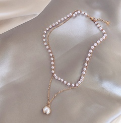 mehrschichtige Halskette mit Perlenanhänger der neuen Modekette