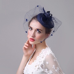 Mode mariage mariée lin grande maille rétro chapeau fleur banquet cheveux accessoires