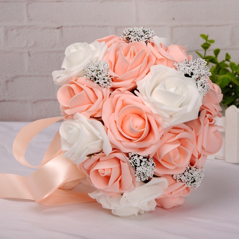 mariée de mode tenant des fleurs pure simulation PE faite à la main rose's discount tags