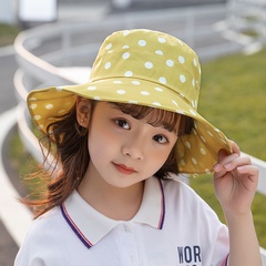 Printemps et été bébé grand bord pêcheur étranger chapeau filles à pois arc bassin chapeau enfants crème solaire chapeau de soleil 1021