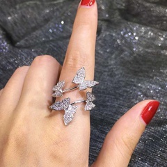 New adjustable open butterfly alloy ring female wholesale
