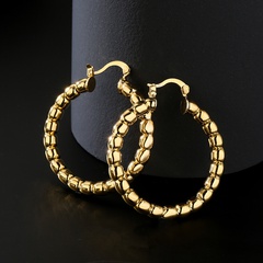 Boucles oreilles en or 18 carats plaqué cuivre géométrique rond de mode rétro
