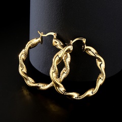 Boucles oreilles géométriques rondes en or 18 carats plaqué cuivre à la mode