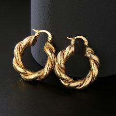 Fashion copper-plated 18K gold twist geometric earrings female
