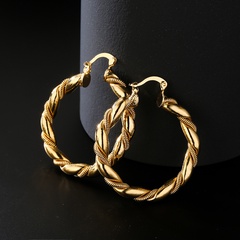 Boucles oreilles géométriques rondes en or 18 carats plaqué cuivre à la mode