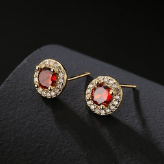 simple multi-color copper 18K gold-plated zircon geometric earrings