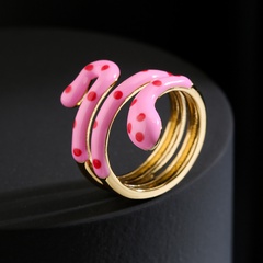 fashion copper plated 18K gold color dripping snake open ring female