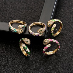 fashion new copper plated 18k gold color drip oil retro snake open ring