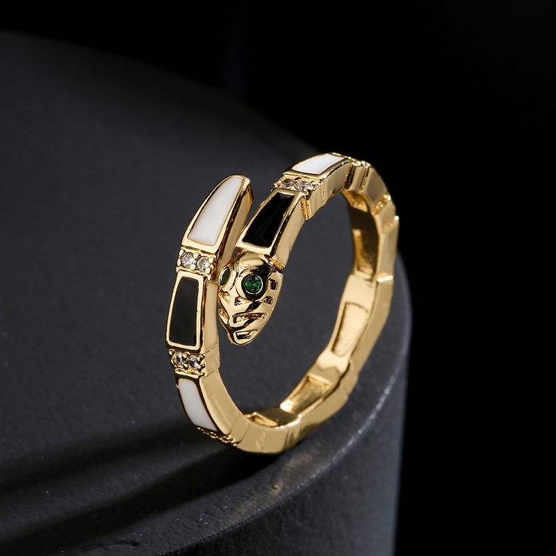 fashion copper plated 18K gold color drip oil snake open ring female