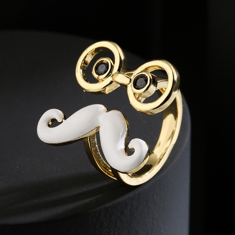 fashion exaggerated enamel beard copper 18K gold dripping oil eye opening ring female