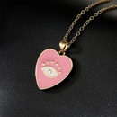 Fashion cute copper plated 18K gold color dripping oil eyes heartshaped pendant necklacepicture7