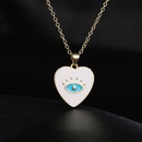 Fashion cute copper plated 18K gold color dripping oil eyes heartshaped pendant necklacepicture9