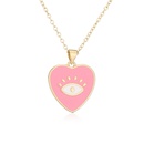 Fashion cute copper plated 18K gold color dripping oil eyes heartshaped pendant necklacepicture10
