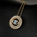 Fashion retro copper 18K gold zircon drip oil eye geometric shape pendant necklacepicture7