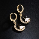Fashion copperplated 18K gold drop oil zircon moon astronaut earrings femalepicture7