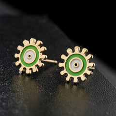 cute copper 18K gold-plated color drop oil eye geometric shape earrings