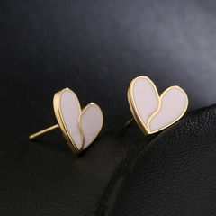 fashion copper 18K gold color drip oil heart earrings