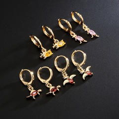Fashion copper 18K gold zircon dinosaur earrings female