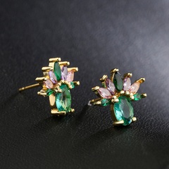 new copper 18K gold plated color zircon geometric shape earrings